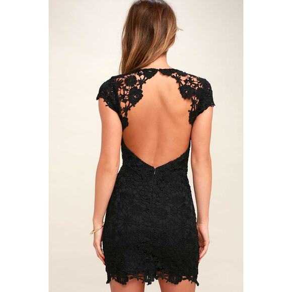 Lulus Romance Language Black Backless Lace Dress Size Medium Cocktail Wedding - Picture 13 of 13